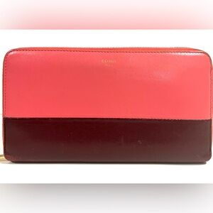 CELINE Continental Wallet in Pink/Burgundy color block